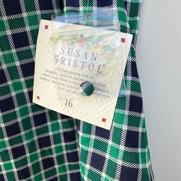 Susan Bristol Plaid Short Sleeve Blouse - Size 16 - Vintage Made in USA - Picture 4 of 8